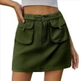thumbnail image 2 of Skirts for Women Trendy Y2k Cargo Denim Mini Skirt High Waisted Stretchy Jean Shorts Green M, 2 of 7