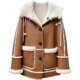 thumbnail image 3 of Chaqueta de piel de cordero auténtica para mujer, moda de doble cara, abrigos de piel de oveja merino de lujo de longitud media con capucha, 3 of 5