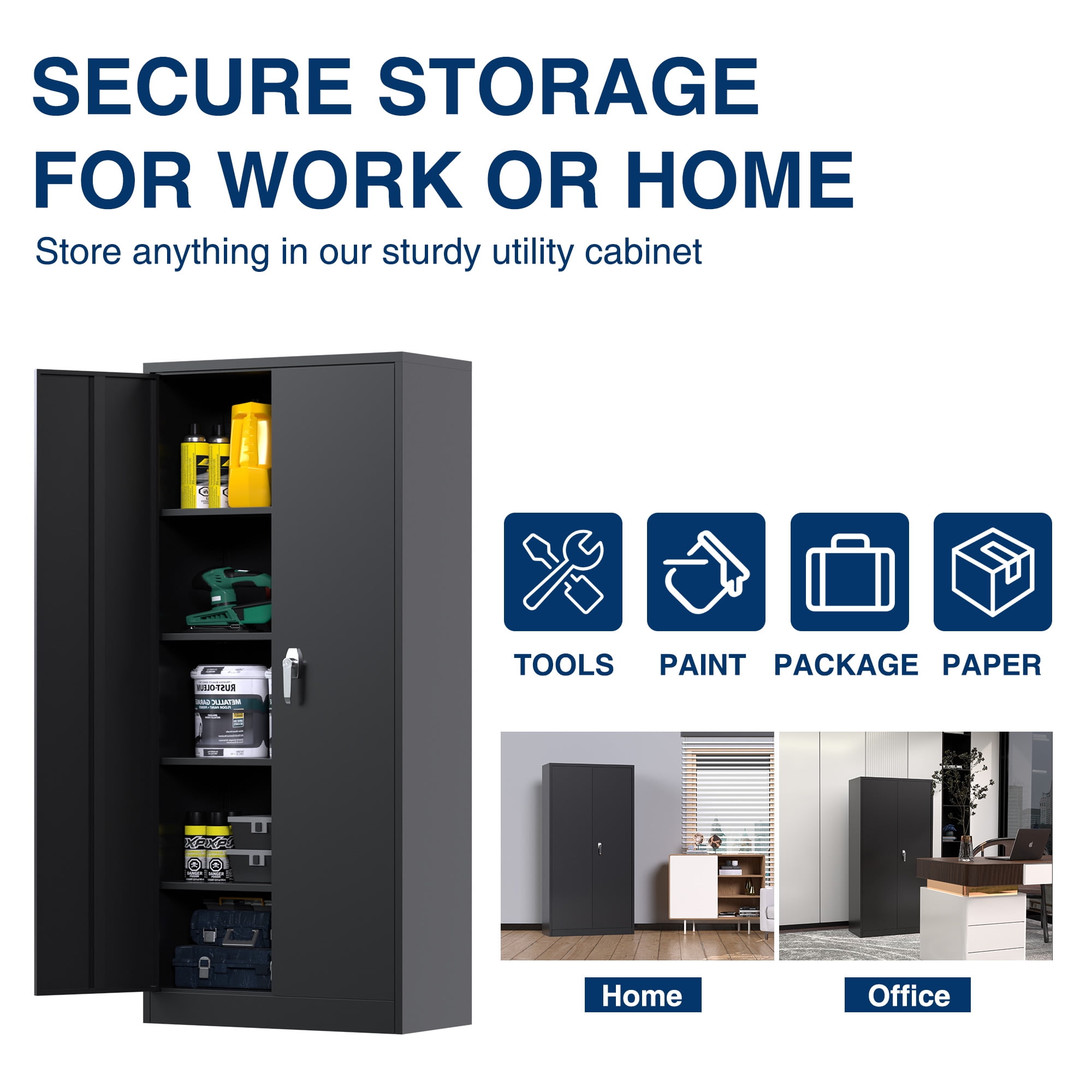 GangMei Metal Storage Cabinet, Garage Storage Cabinet with Lockable Doors and Shelves, Office Cabine(图2) GangMei Metal Storage Cabinet, Garage Storage Cabinet with Lockable Doors and Shelves, Office Cabine(图2)