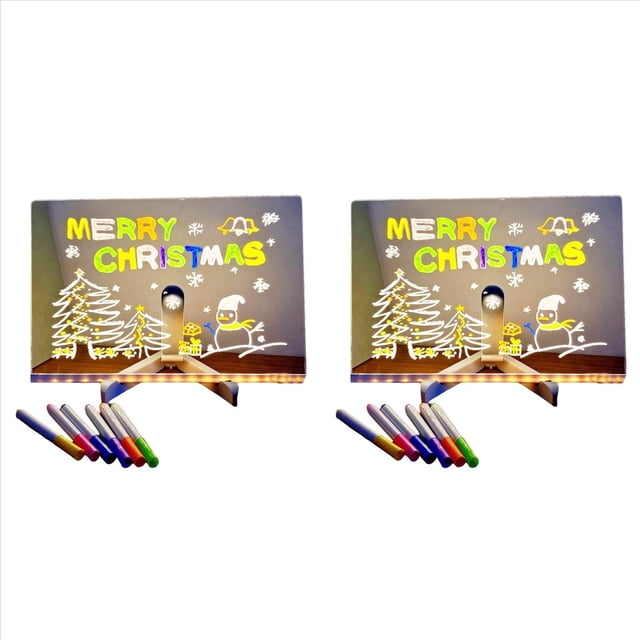 2X Tablero de Dibujo Luminoso Acrílico con LED para Niños, Juguete Antiarañazos, Borrable, Ajustable, con Letras, Mensajes, Notas, Regalo de Cumpleaños