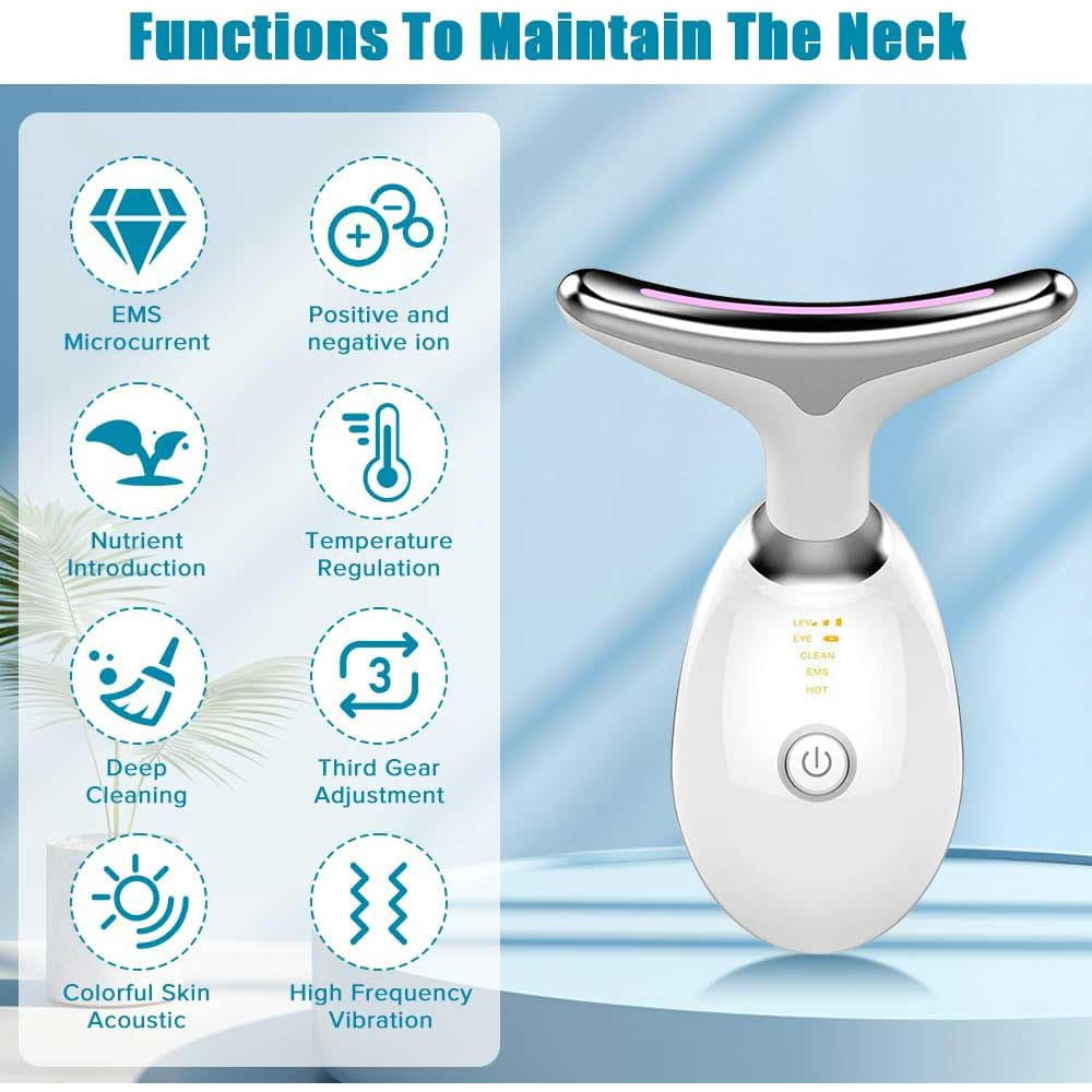 Neck Face Massager Face Sculpting Tool 3 Colour Modes and Vibration for Facial Massager for Double Chin, Red