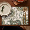 thumbnail image 4 of Flax Paisley Placemats Set of 6, Heat Resistant Wrinkle Free Linen Table Mats with Colorful Retro Bohemian Floral Pattern and Artistic Ethnic Mandala Geometric Design, 4 of 5
