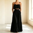 thumbnail image 2 of CHUMUD Womens Sets 2 Piece Outfits Skirts Summer Trendy Spaghetti Strap Ruffled Crop Top & High Waist Maxi Skirt Casual Going Out Vacation, 2 of 7