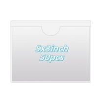 Clear Adhesive Index Card Pockets, Label Holders for Storage Bins and Library Cards, 3" x 5", 50 Pcs