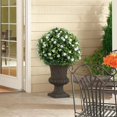thumbnail image 2 of 23-pulgada artificial topiary flower con ground spike (4-pack blanca)-pe fake plants con metal stakes para indoor y outdoor decor, 2 of 6