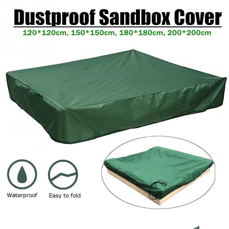 120 x 120cm, Black Toys and Furniture Sandbox Cover Sandpit Protective Cover Waterproof Dustproof UV Protection Square Pool Cover with Drawstring for Sand 