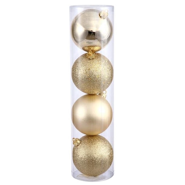 4.75 in. Honey Gold 4 Finish Assorted Color Ornament Ball - 4 per Box