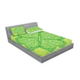 thumbnail image 2 of Ambesonne Irish Fitted Sheet & Pillow Sham Set, Traditional Heart Motif, Queen, Green Pale Avocado Green, 2 of 2