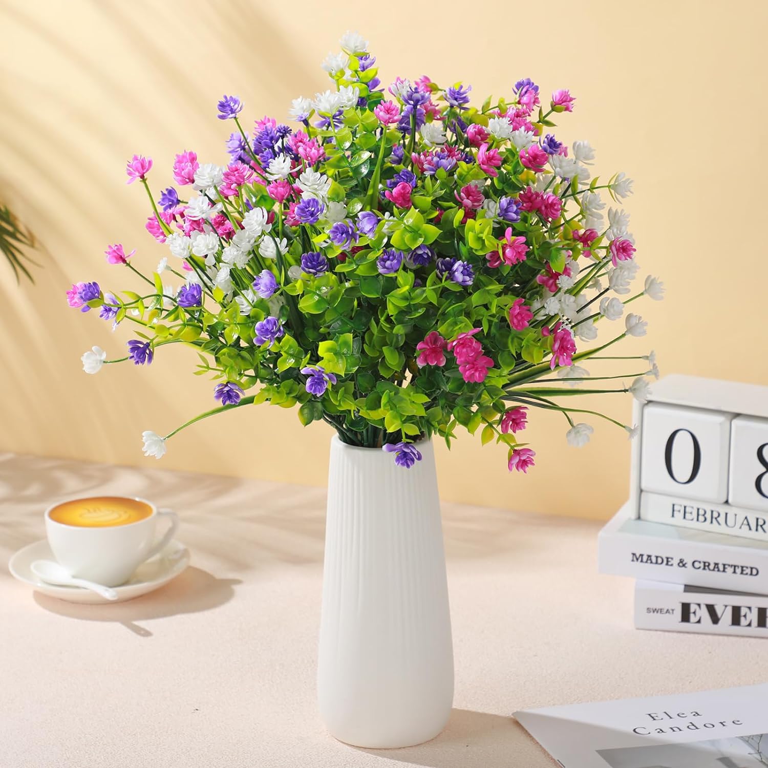 36 Bundles Artificial Flowers Outdoor, UV Resistant Faux Artificial Plants Shrubs Flower Bulk for Hanging Planter Porch Window Home Wedding Spring Summer Decor (Bright Colors)