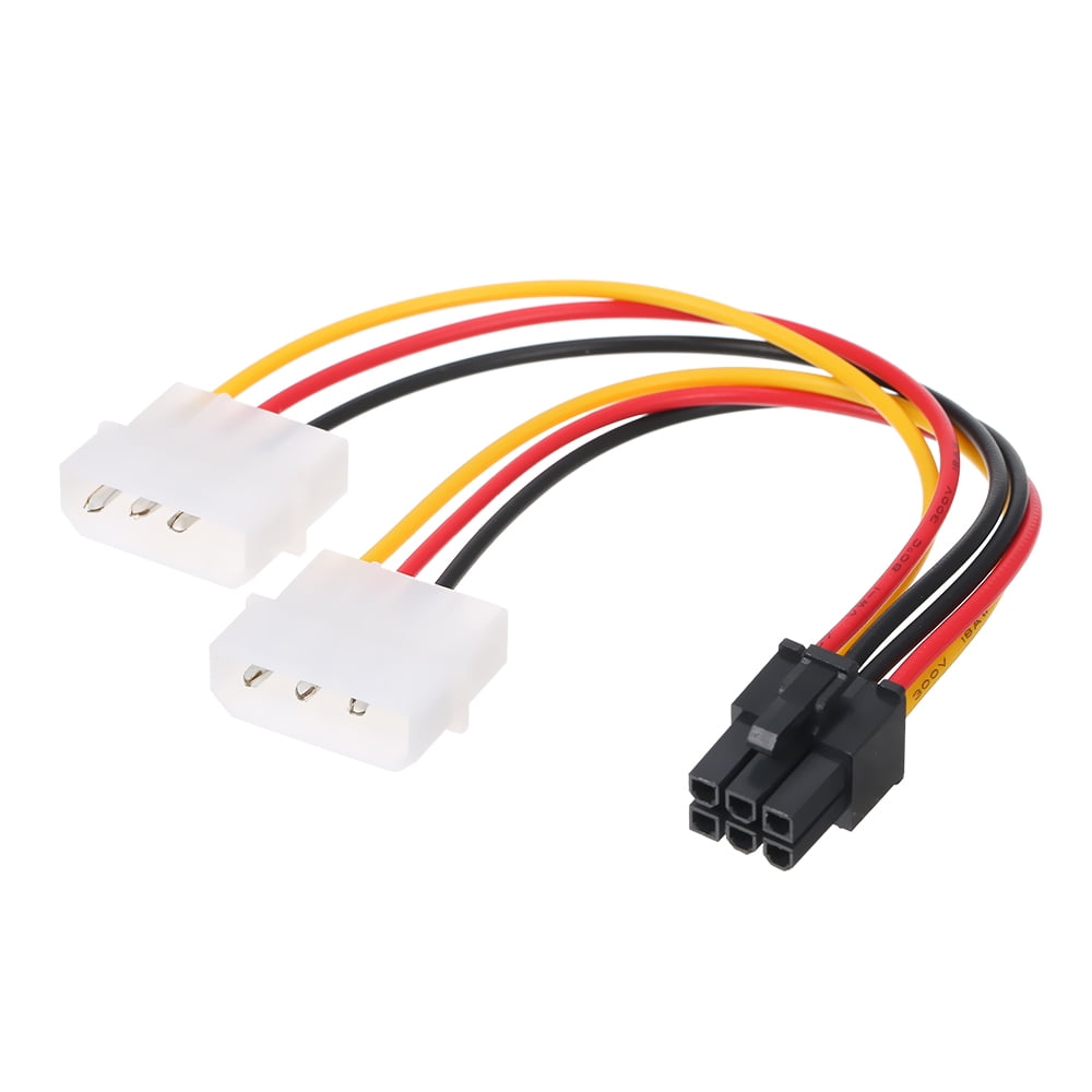 4 Pin Molex to 6 Pin PCI-Express PCIE Video Card Power Converter Adapter Cable 