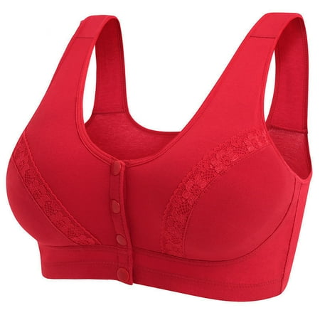 Mother s underwear middle-aged and elderly cotton bra vest-style push-up elderly plus size front buckle bra