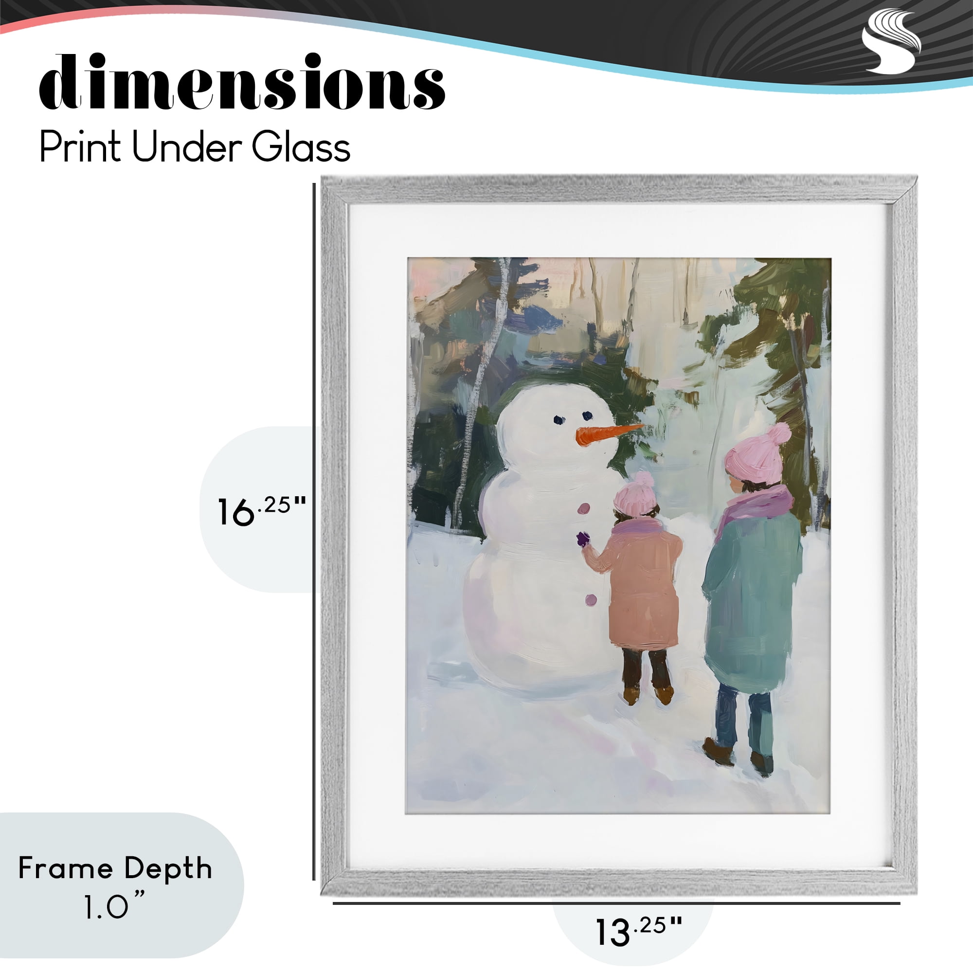 Stupell Industries Two Girls With Snowman Gray Framed Print Under Glass, design by The Prints Vibe