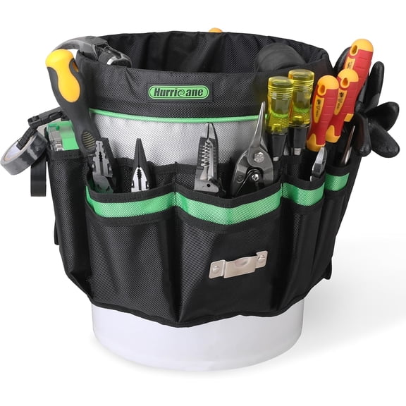 5 Gallon Bucket Tool Bag Organizer, Garden Tool Caddy with 52 Pockets, Waterproof for Most Buckets