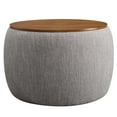 thumbnail image 2 of Perla Upholstered Fabric Storage Ottoman in Heathered Weave Wheat, 2 of 9