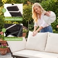 thumbnail image 4 of Devoko Patio Wicker Daybed with Adjustable Armrest, Outdoor PE Rattan Sofa Bed for All-Weather Use,Brown and White, 4 of 7