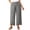 Gray, variant on Women's Cotton Linen Cropped Pants Elastic Waist Wide Leg Trousers with Slit Hem & Button Detail for Summer Casual Wear