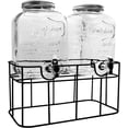 thumbnail image 1 of Set de 2 Vitroleros Bluelander de Vidrio Dispensador de Agua con Base de hierro Capacidad de 16 L con tapa, 1 of 6