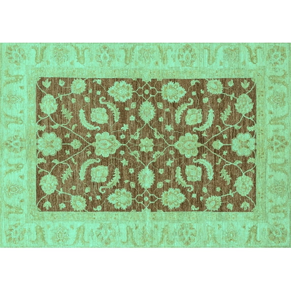 Ahgly Company Indoor Rectangle Abstract Turquoise Blue Modern Area Rugs, 5' x 8'
