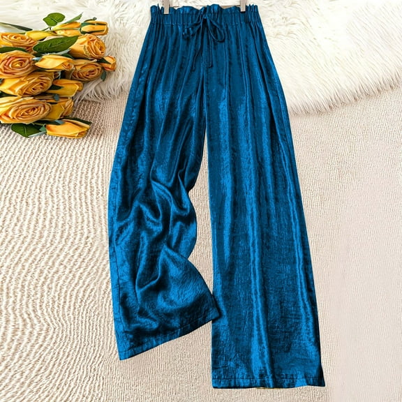 Women's Solid Color Elastic Waist Casual Pants, Lightweight & Comfortable for All Seasons, High-Waist Design for a Flattering Fit