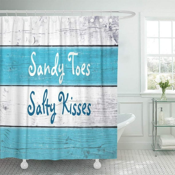 Cynlon Beach Turquoise Sandy Toes Salty Pool Poolside Summer Nautical Bathroom Decor Bath Shower Curtain 66x72 Inch Walmart Com Walmart Com