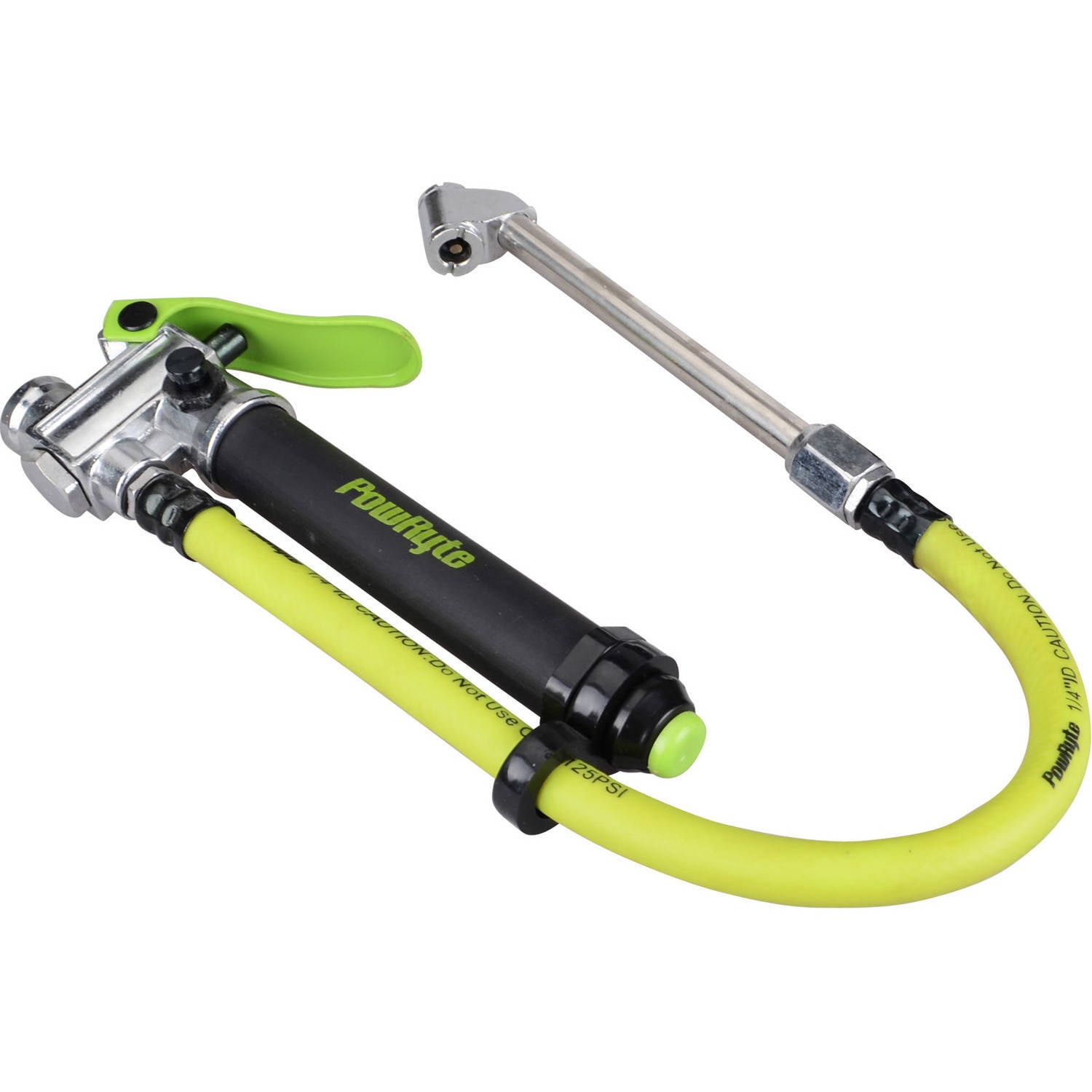 PowRyte Dual Chuck Air Tire Inflator with 10 to 120 PSI Tire Gauge and