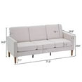 thumbnail image 3 of 71.3" Modular Sofa, Modern Linen Sofa Couch with Solid Wood Legs, Three Seat Without Chaise Concubine, 3-Seater Sofa with Side Pocket, Solid Wood Frame, for Home Living Room Bedroom, Creamy White, 3 of 7