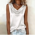 thumbnail image 2 of WULMLEO Women's Elegant Silk Satin Tank Tops Sleeveless Cowl Neck Dressy Casual Blouses White L, 2 of 6