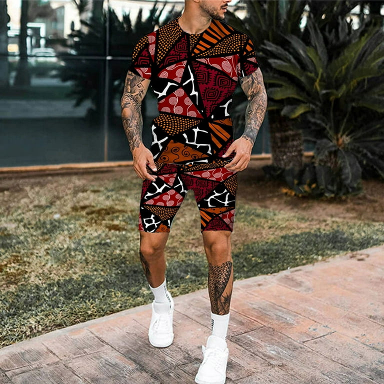 Vedolay Workout Short Sets Mens 2 Piece Suit Tee Shorts Set