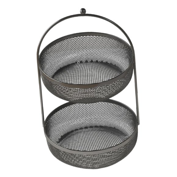 jifeng 2 Tier Large Fruit Basket Kitchen Counter Organizer Ventilated Decorative Fruits black
