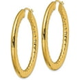 thumbnail image 3 of Chisel Stainless Steel Polished and Textured Yellow IP-plated Hollow Oval Hoop Earrings - 49mm, 3 of 7