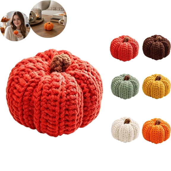 Mini Crochet Pumpkins Tiered Tray Decor, Handmade Knitted Pumpkin Ornament for Fall Thanksgiving Halloween Farmhouse Bowl Table