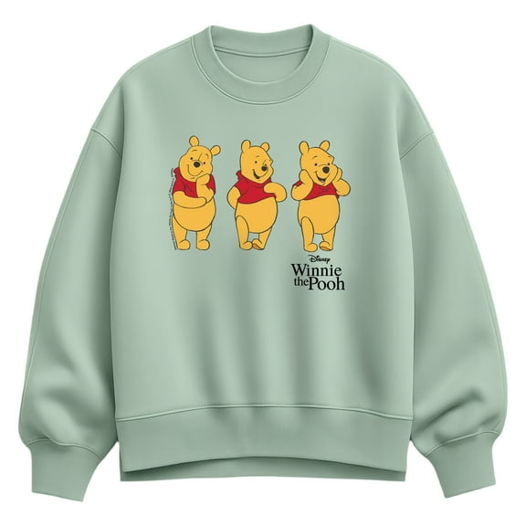 Disney - Three Pooh - Ladies Oversized Fleece Crew Sweatshirt