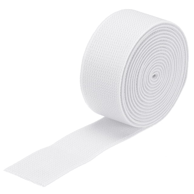 Cinta elástica de sarga Uxcell de doble cara, 1 rollo de cinta plana elástica para cinturilla blanca de 1.2 pulgadas x 2 yardas