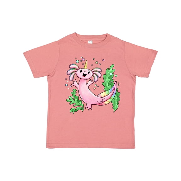 Inktastic Axolotl Unicorn with Rainbow Tail, Bubbles and Seaweed. Boys or Girls Toddler T-Shirt