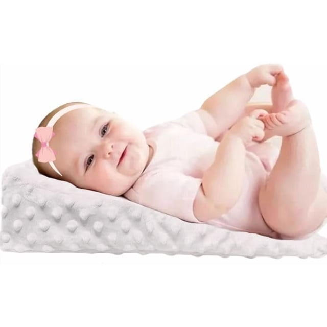 Almohada Antireflujo Bebe, Antirreflujo, Ultraconfortable, Funda ExtraíBle, Almohada de Lactancia, Cojin Lactancia, Almohada de Cuña, Adecuado para Bebé (Rosa Claro)