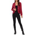 thumbnail image 2 of INSPIRE CHIC Women's Faux Suede Open Front Long Sleeve Button Decor Steampunk Jacket XS Red, 2 of 6