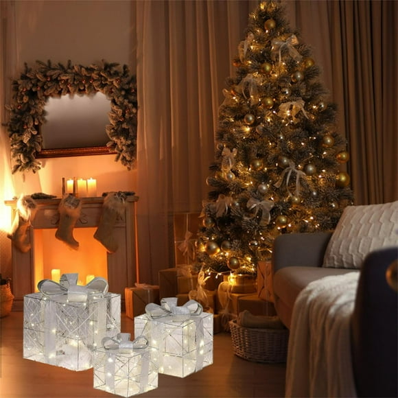 Czzoypi Christmas Decoration Gift Box Three-piece Set Christmas Tree Decoration Accessories Shopping Mall Hotel Window Decoration