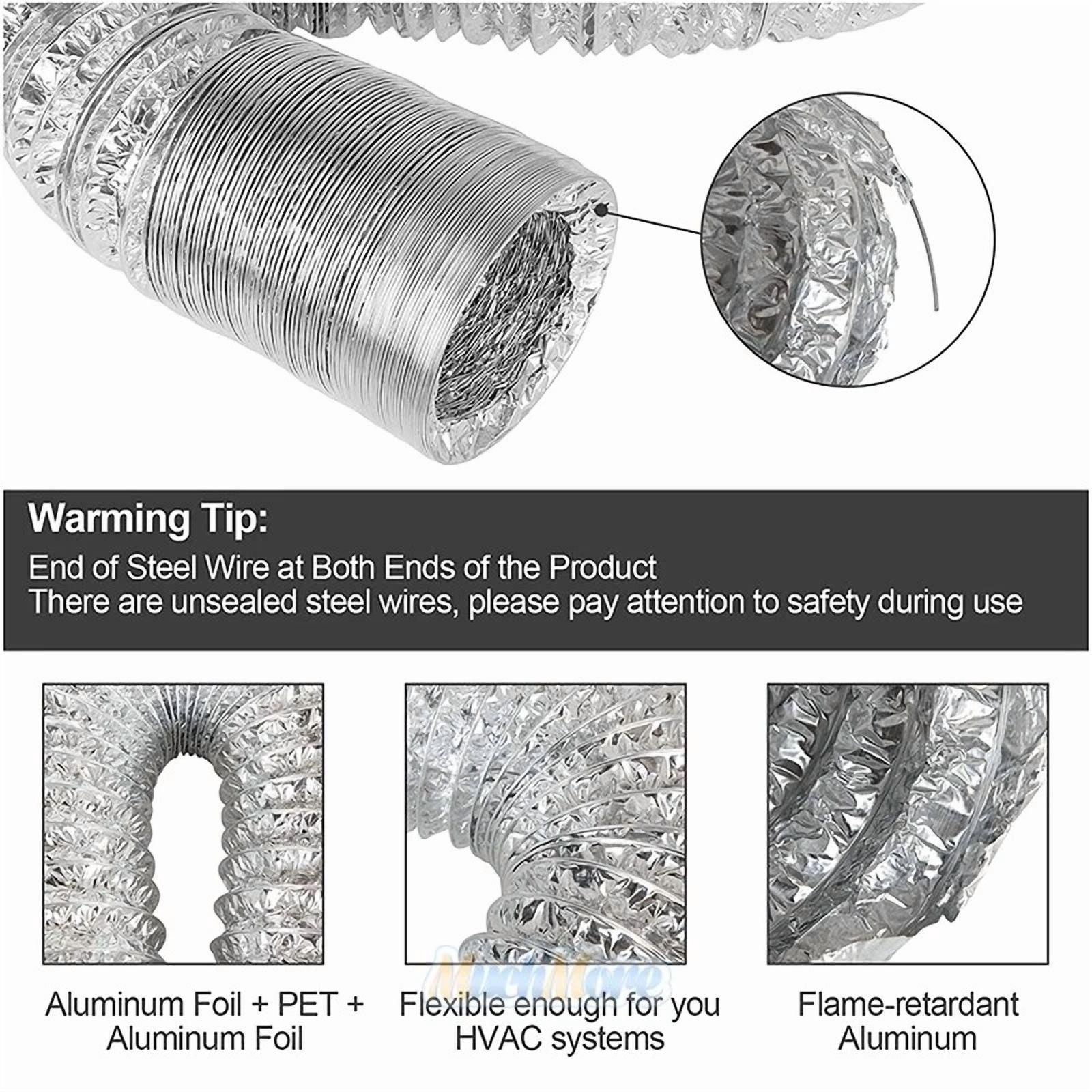 3 Layer Flexible 4 Inch 8 Feet Aluminum Ducting Dryer Vent Hose For Hvac Exhaust