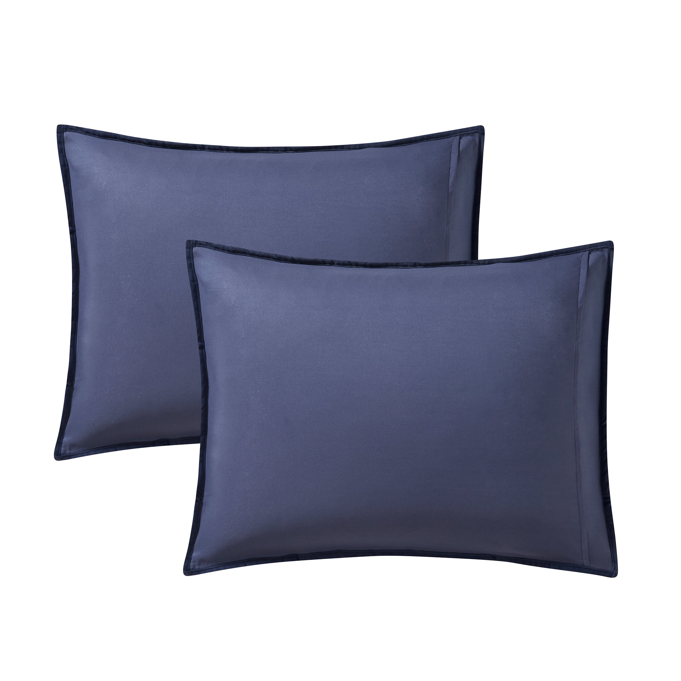 Mainstays Solid Navy Zig Zag Stripe Reversible Crystal Mink Pillow Shams, Standard (2 Count)