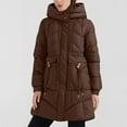 thumbnail image 5 of Womens Winter Hooded Parka Jacket Long Sleeve Toggle Duffle Coat with Faux Fur Trim Coffee S, 5 of 9
