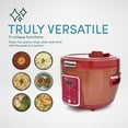 thumbnail image 4 of Restored Aroma Professional ARC-1230R Cool Touch Glass Lid, Food Steamer, Slow Cooker, Multicooker with 11 Preset Functions, Steam Tray, Measuring Cup, Rice Spatula, 20 Cooked, Red (Refurbished), 4 of 6