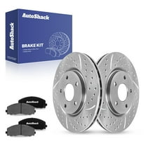 AutoShack 12.99" (330 mm) Front Vented Drilled & Slotted Brake Rotors Coated   Ceramic Brake Pads | Replacement for 2012-2020 Dodge Journey | Silver Zinc Coated | 6-PC Brake Kit | SilverShield Pro