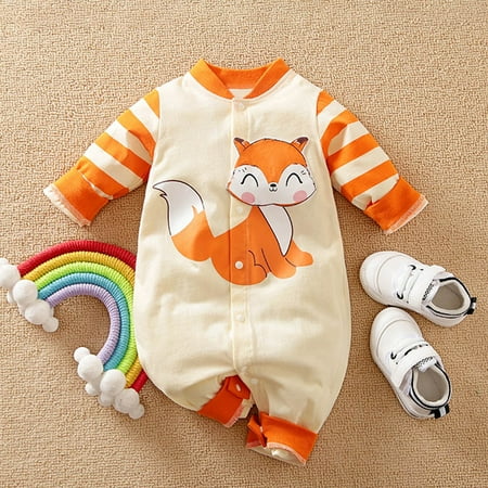 

0-18M Infant Toddler Baby Boy Girls Long Sleeve Romper Animals Cartoons Bodysuit Clothes One-piece Outfit