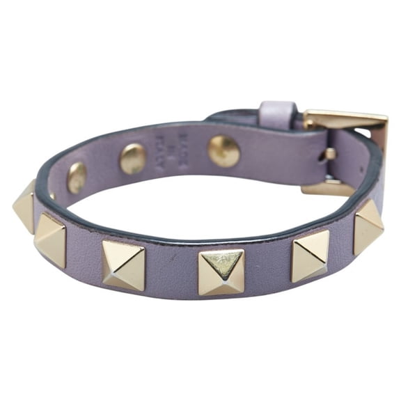 Pre-Owned Valentino Rockstud Bracelet in Purple Plated Leather for Men