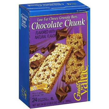 Great Value: Chewy Granola Bars Low Fat Chocolate Chunk, 24 oz