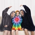 thumbnail image 5 of Colorful Rainbow Tie Dye Spiral Pattern Blanket Hoodies for Kids 6-13YR Oversize Wearable Blanket Hoodies for Boys Girls Teens, 5 of 7