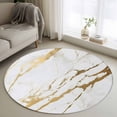 thumbnail image 2 of White Gold Modern Round Rug 3ft Area Rug Washable Soft Non-Slip 3' Circle Low Pile Rugs Abstract Vintage Marble Geometric Carpet for Bedroom Living Room Entryway Home Office Dining Room, 2 of 8