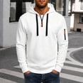thumbnail image 2 of JIAYUE Men Half Zip Hooded Sweatshirt Solid Color Long Sleeve Arm Pocket Pullover Hoodie for Fall Street Wear, 2 of 4