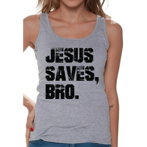 Awkward Styles Jesus Saves Tank Top for Women Black Clothes for Ladies Jesus Womens T-Shirt Christian Gifts Jesus Tank Top Jesus Clothing Jesus T Shirt for Her Jesus Saves Bro Ladies Shirt