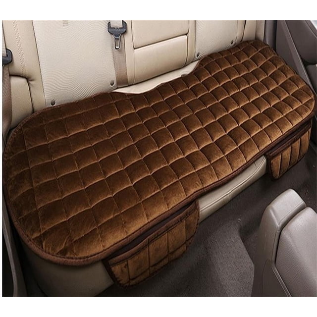 Qocolhg Rear Car Seat Cushion, Universal Car Rear Seat Covers with Pockets,Rear Bench Car Seat Cover Non-Slide Winter Pad, Rear Seat Protector Flocking Cloth Covers, Rear Car Chair Cushion